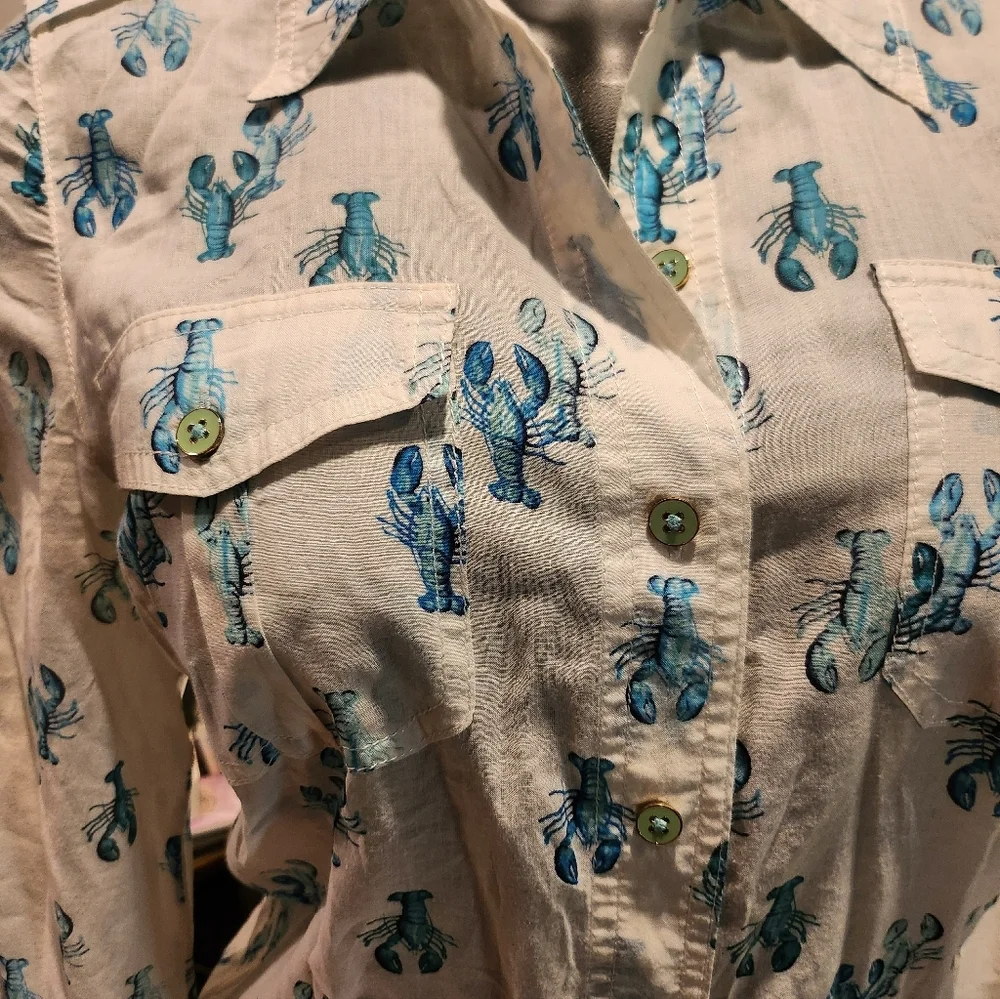 TORY BURCH Brigitte Lobster Voile Blouse size 4